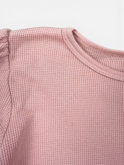 Alana Langarmshirt in Rosa mit Waffelstruktur