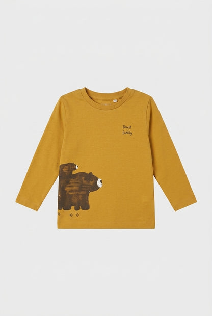 NAME IT Longsleeve T-Shirt Gelb mit Bärenprint