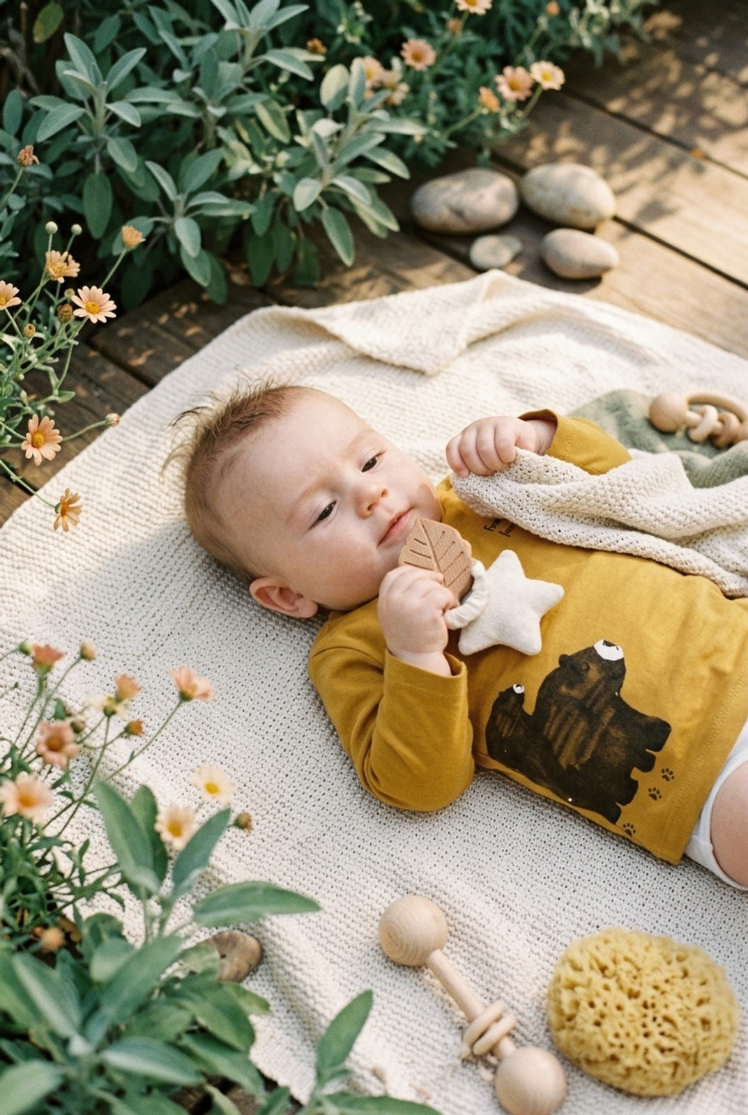 NAME IT Longsleeve T-Shirt Gelb mit Bärenprint