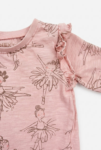 NEXT Langarmshirt Rosa mit Ballerina-Muster