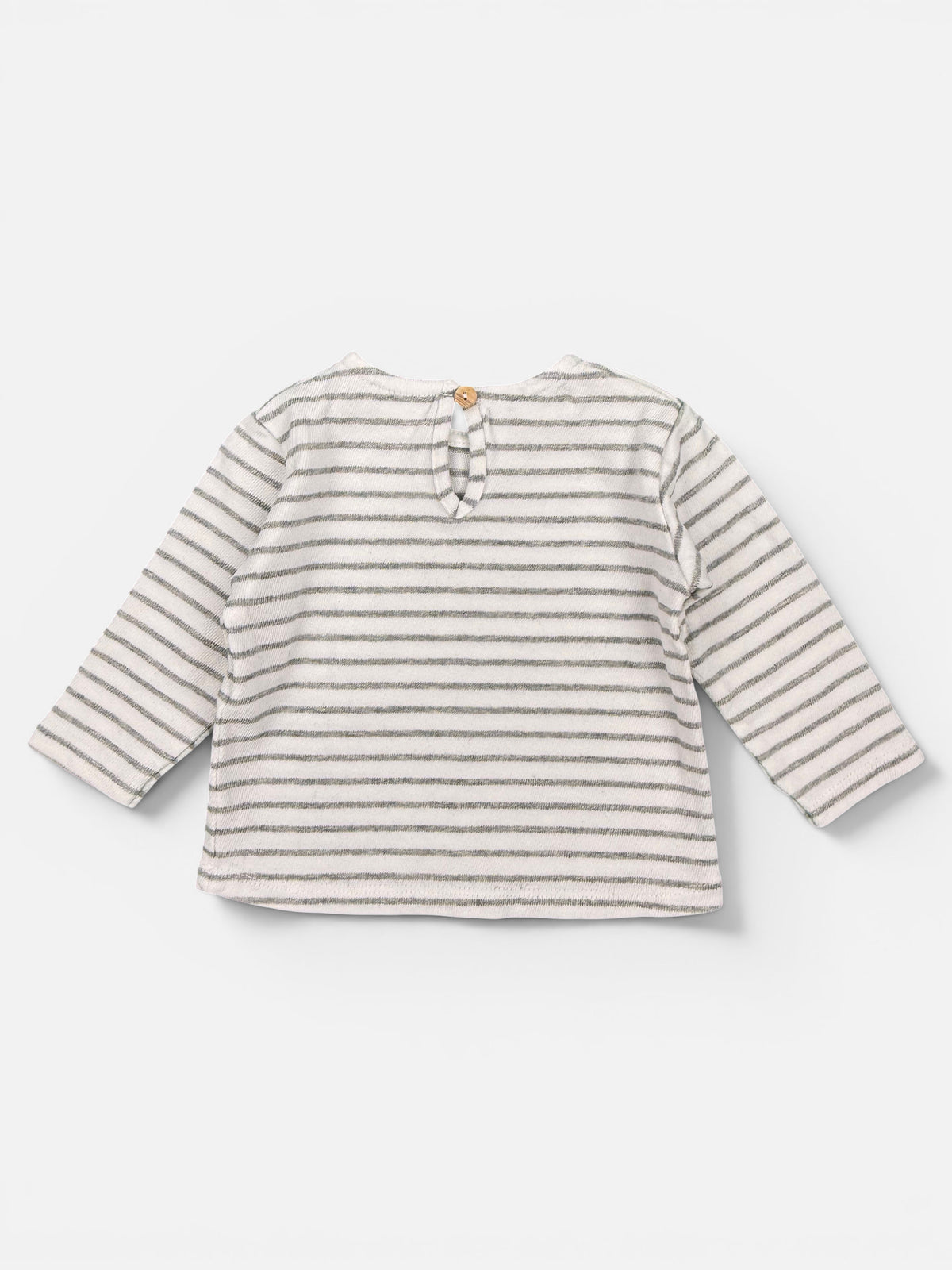 Zara Langarmshirt Weiß Grau gestreift