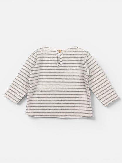 Zara Langarmshirt Weiß Grau gestreift