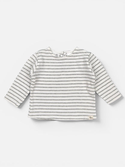 Zara Langarmshirt Weiß Grau gestreift