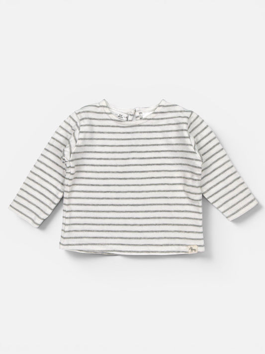Zara Langarmshirt Weiß Grau gestreift