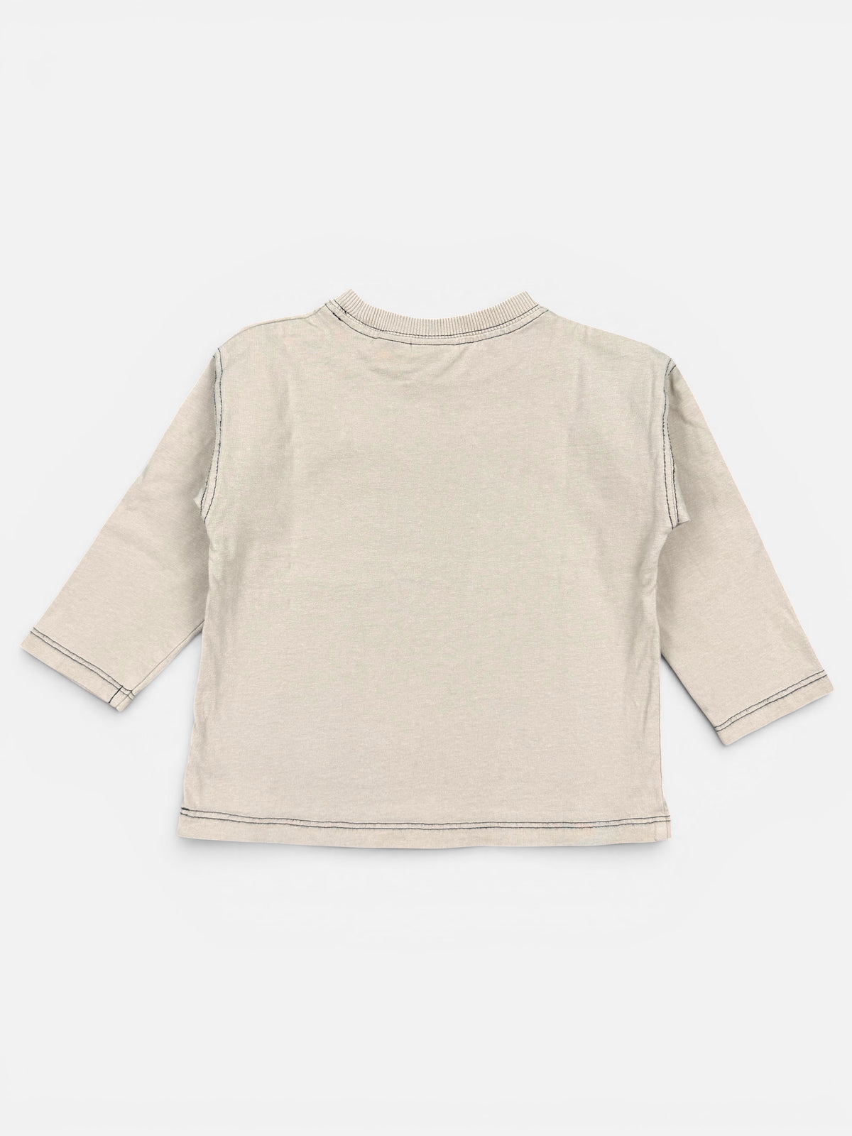 Zara Langarmshirt in Beige mit schwarzem Nahtverlauf