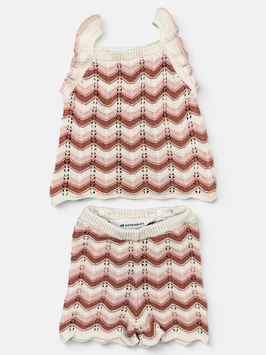 H&M Adorables Zweiteliges Set mit Trägertop und Shorts in Pointellestrick