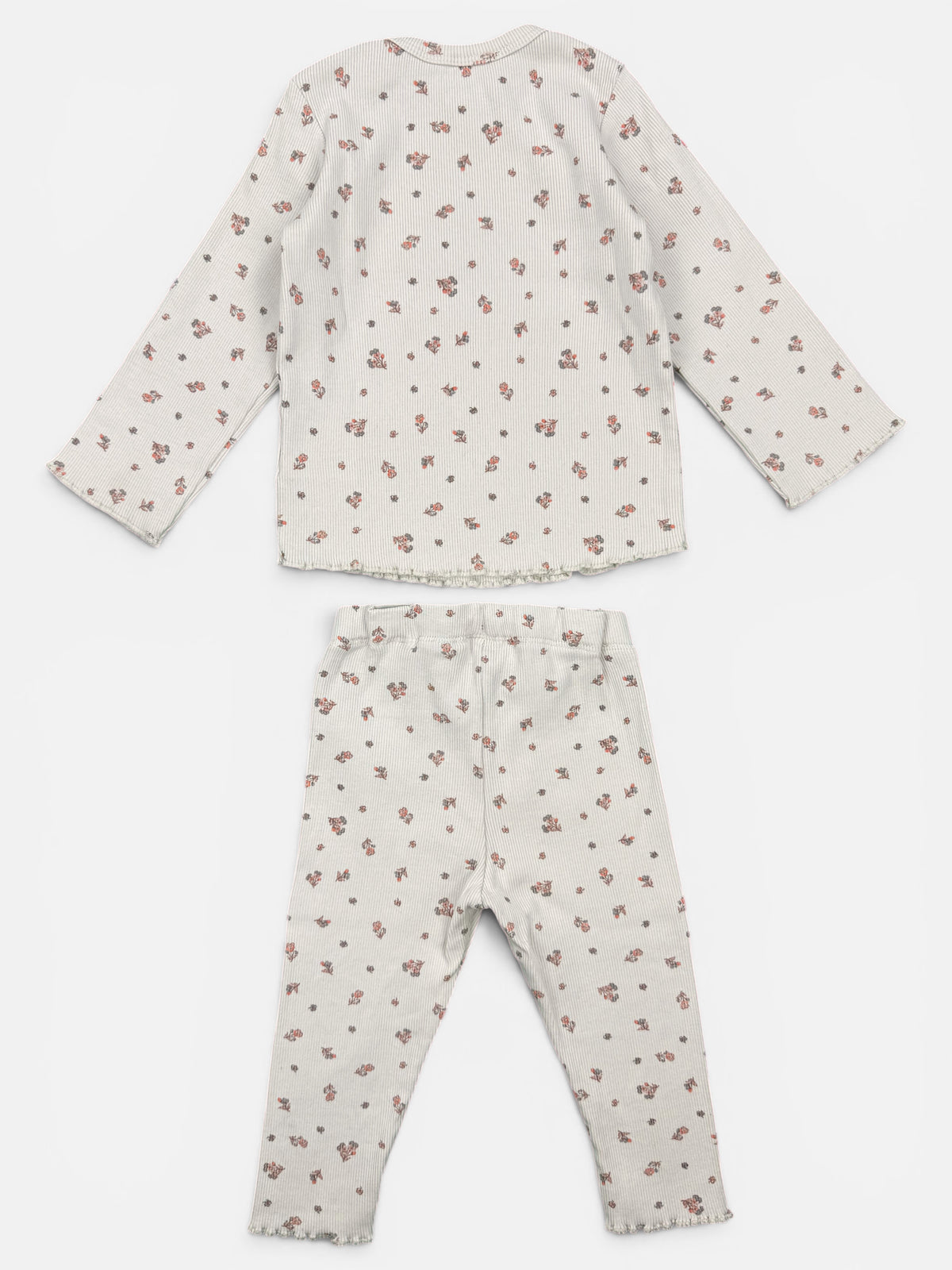 H&M Adorables Zweiteiliges Set in Creme mit Langarmshirt und Leggings und Blumenmuster