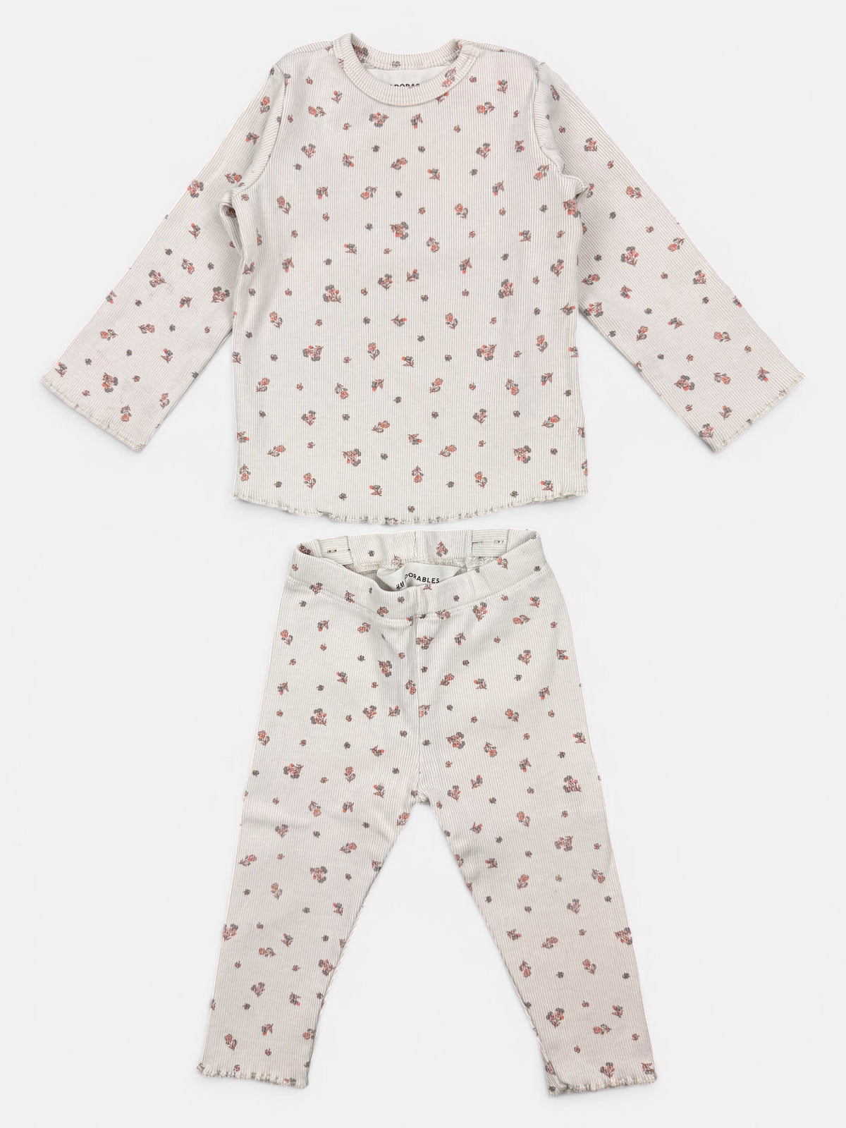 H&M Adorables Zweiteiliges Set in Creme mit Langarmshirt und Leggings und Blumenmuster
