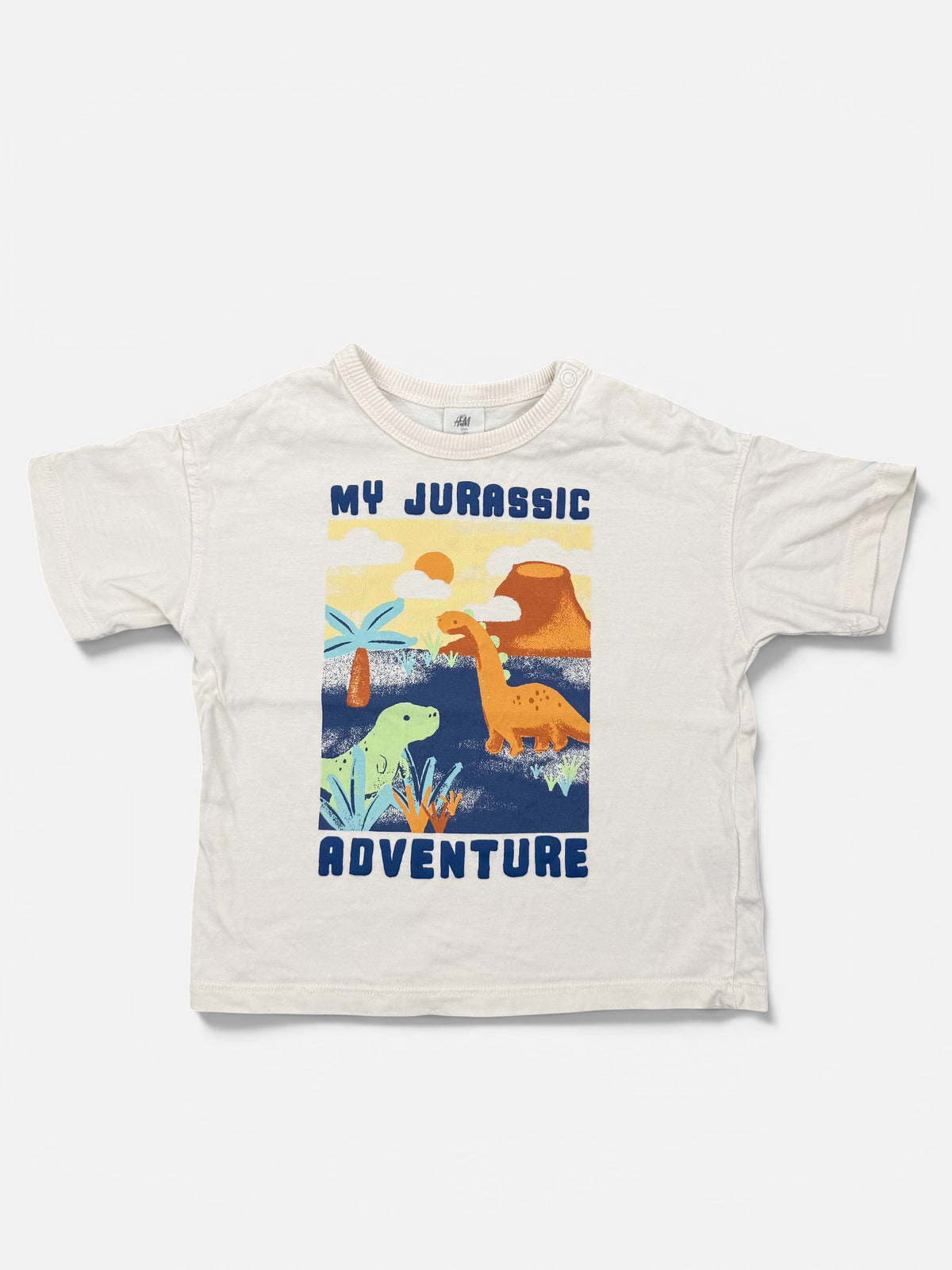 H&M T-Shirt Creme Dino Print