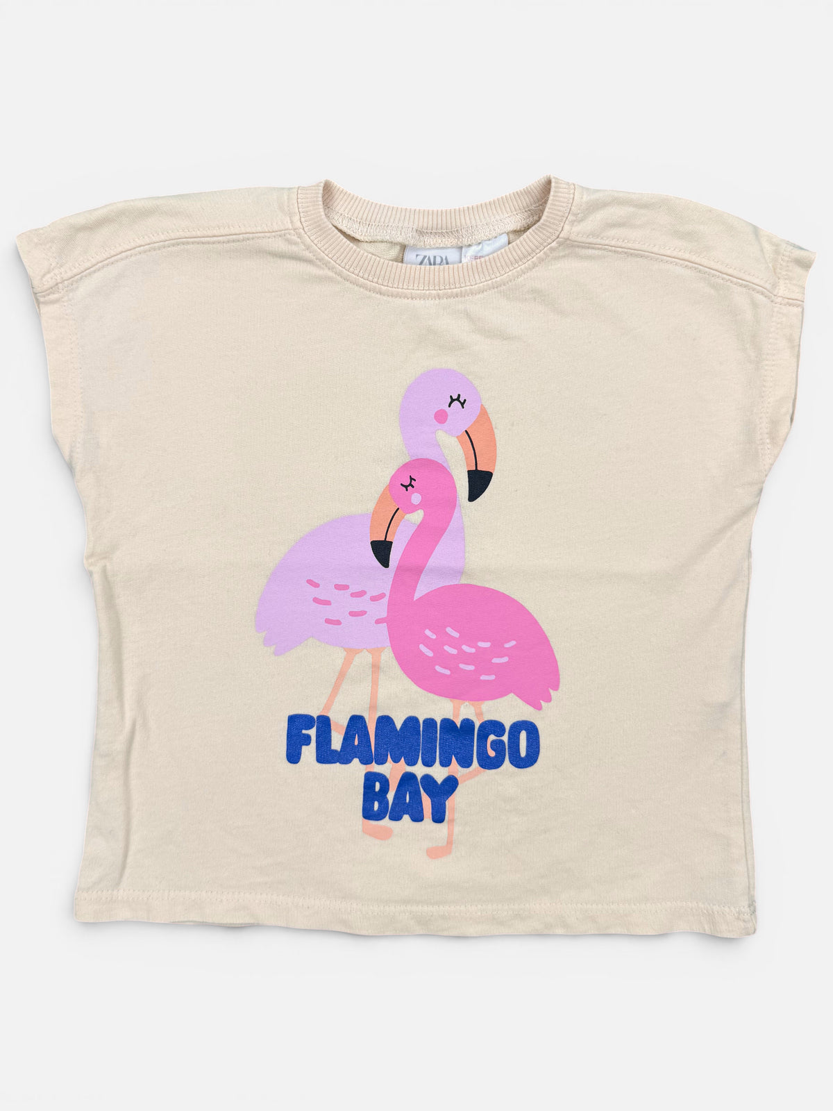 Zara Ärmelloses T-Shirt mit Flamingo-Print